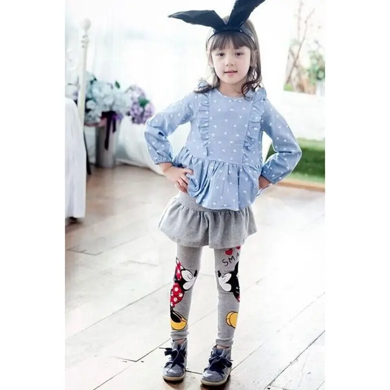 Весенне Осенняя детская одежда для девочек стрейчевая юбка штаны леггинсы с