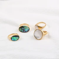 stainless steel trendy temperament style white shell fritillary ring for women aesthetic gothic rings style accessories jewelry