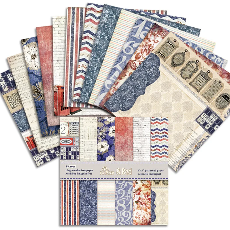 

24 Sheets/Pack 6"*6" Flower Numbers Scrapbooking Papers DIY Art Background Paper Pad For Album Card Making Handmade Paper Craft