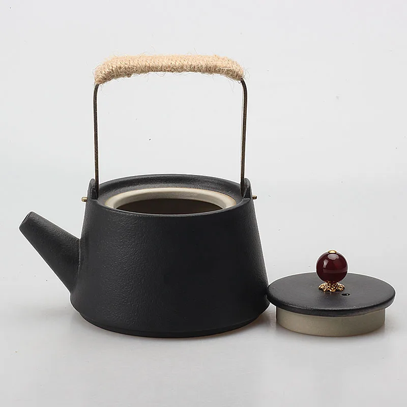 

Черный маленький керамический чайник для горячей воды, чайник кунг-фу, домашняя винтажная плита, чайник для кипячения, кухонная утварь дома...