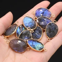 natural semi precious stones flash labradorite connector gilded edge diy for jewelry making necklaces accessories gift for women