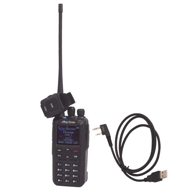 

Anytone AT-D878UV PLUS Ham walkie talkie dual band digital DMR&Analog GPS APRS bluetooth-compatible PTT radio with PC Cable