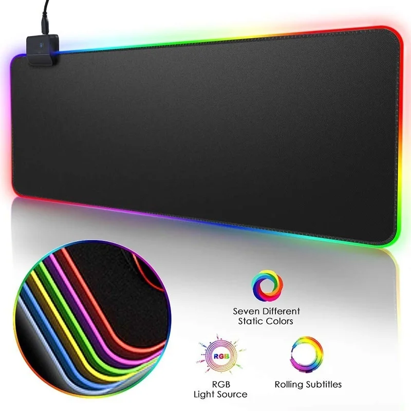 

Large RGB mouse pad with LED backlight for desktop computers and keyboards