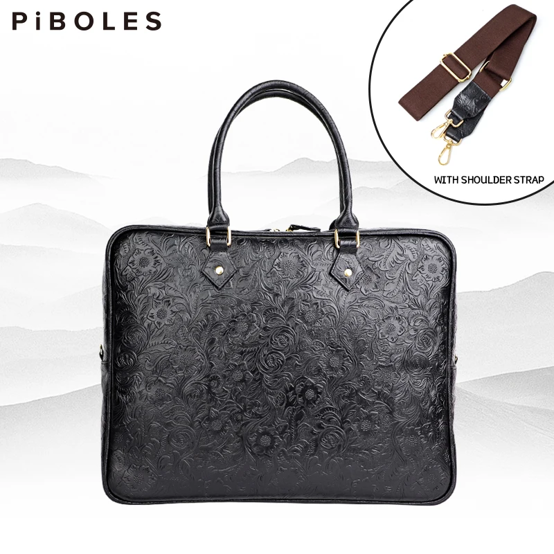Vintage 15.6'' Laptop Briefcase Bag Handmade Genuine Leather Handbag Portable Daily Working Tote Bags Men Documents Hand Bag