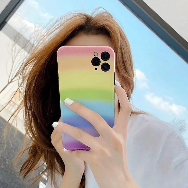 Модный чехол для телефона с радужным градиентом iPhone11 11Pro SE XR XS X Max 7 8 Plus