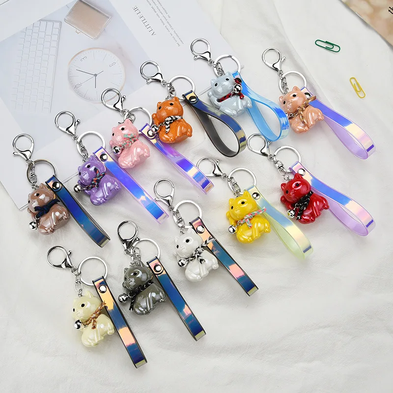 

Lucky Cat Keychain with Bell Key Ring Fortune Cat Keyring Wealth Health Attraction Gift Shopping Bag Decoration Car Pendant