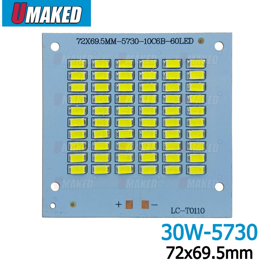 Светодиодный прожектор 30 Вт 72x69 5 мм светодиодный с чипом SMD5730 алюминиевая