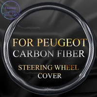 carbon fiber steering wheel cover for peugeot 301 307 408 3008 206 207 universal 38cm 15 inches anti slip touching comfortable