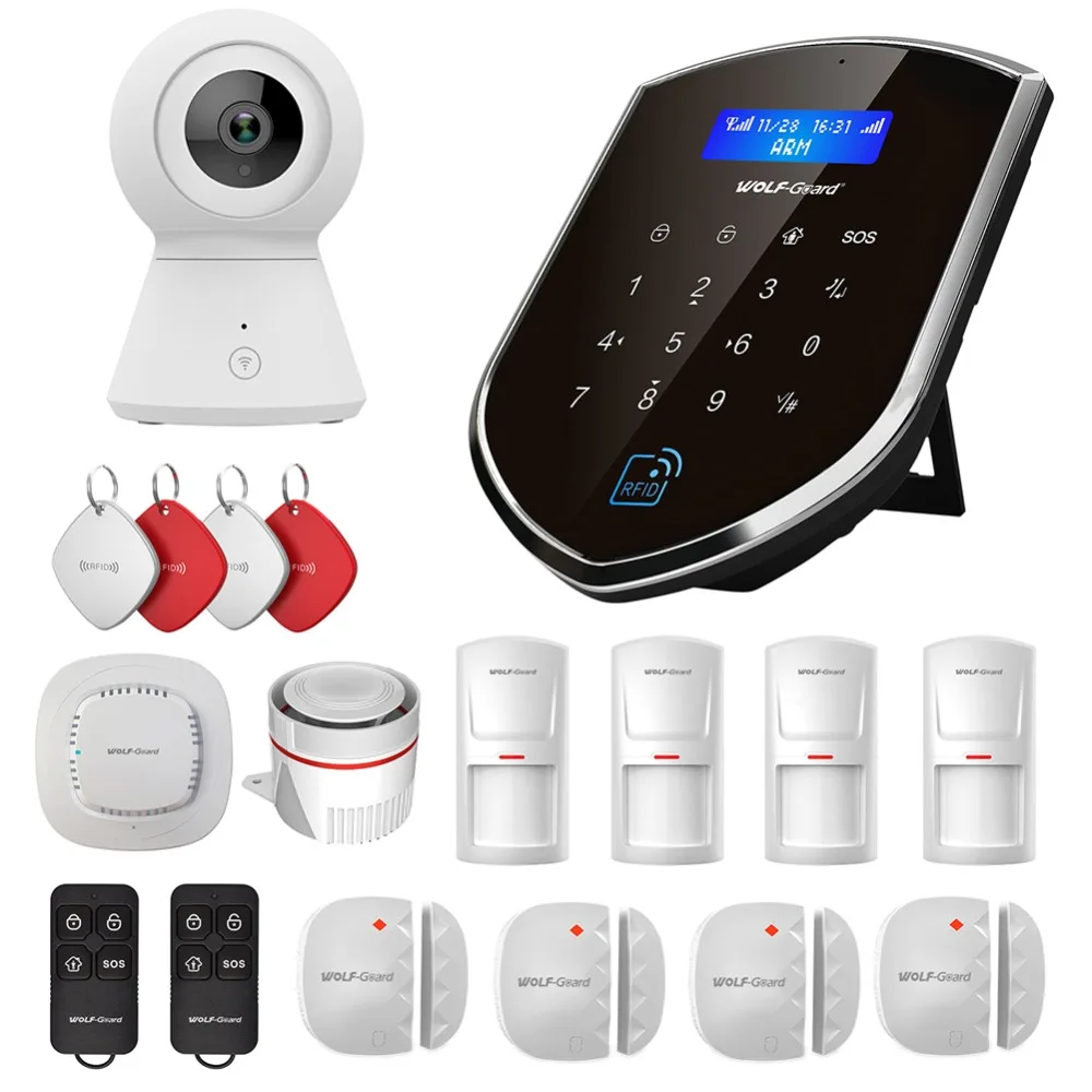 Wolf-Guard WM2GR беспроводная домашняя сигнализация охранная система GSM 2,4G wifi Host 1080P ip-камера дверной/PIR/детектор движения дыма