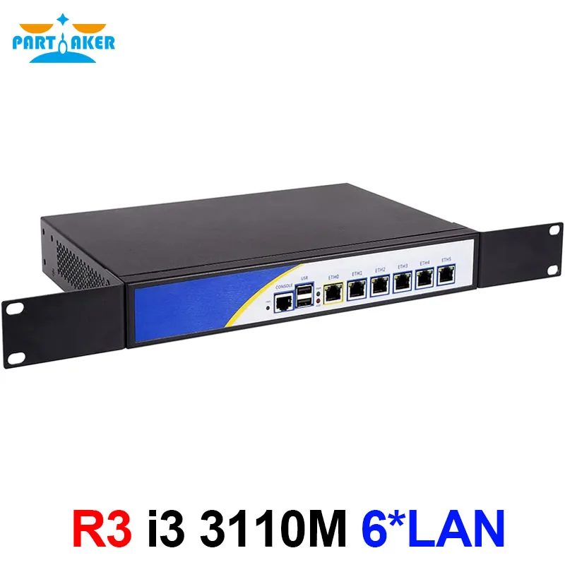 Partaker R3 Firewall Mikrotik pfSense VPN Network Security Appliance Router PC Intel Core i3 3110M CPU 6 Intel Gigabit Lan