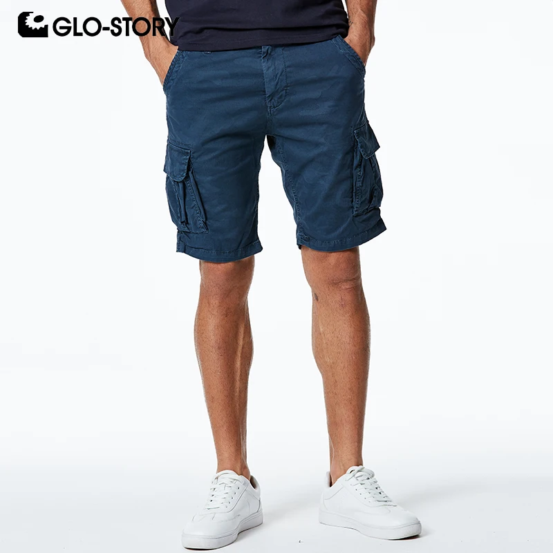 

GLO-STORY European Size High Quality Men Cotton Shorts Men Summer Casual Cargo Short Bermuda Masculina MMK-6231