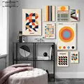 Постер в скандинавском ретро-стиле с разноцветным геометрическим рисунком, абстрактные линии, принты, изображения для гостиной, интерьера, Декор для дома - фото