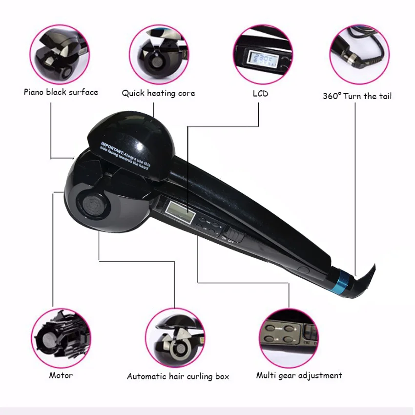 Щипцы для завивки волос Queenme Magic ЖК дисплей Автоматические щипцы стильные