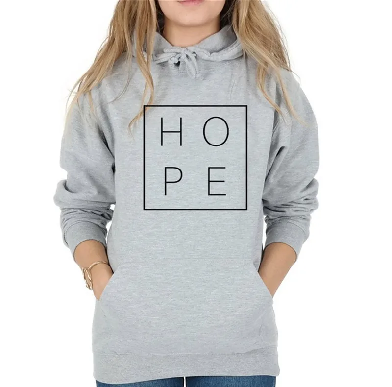 

Hope Print Harajuku Hoodie Casual Front Pocket Long Sleeve Graphic Sweatshirt Fall Clothes for Women Hooded Hoodies Pullover Top