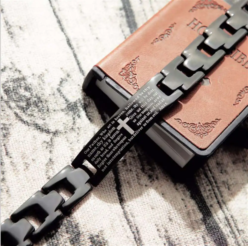 

Men Jewelry Titanium steel Biblical Lord's Prayer bracelet so152