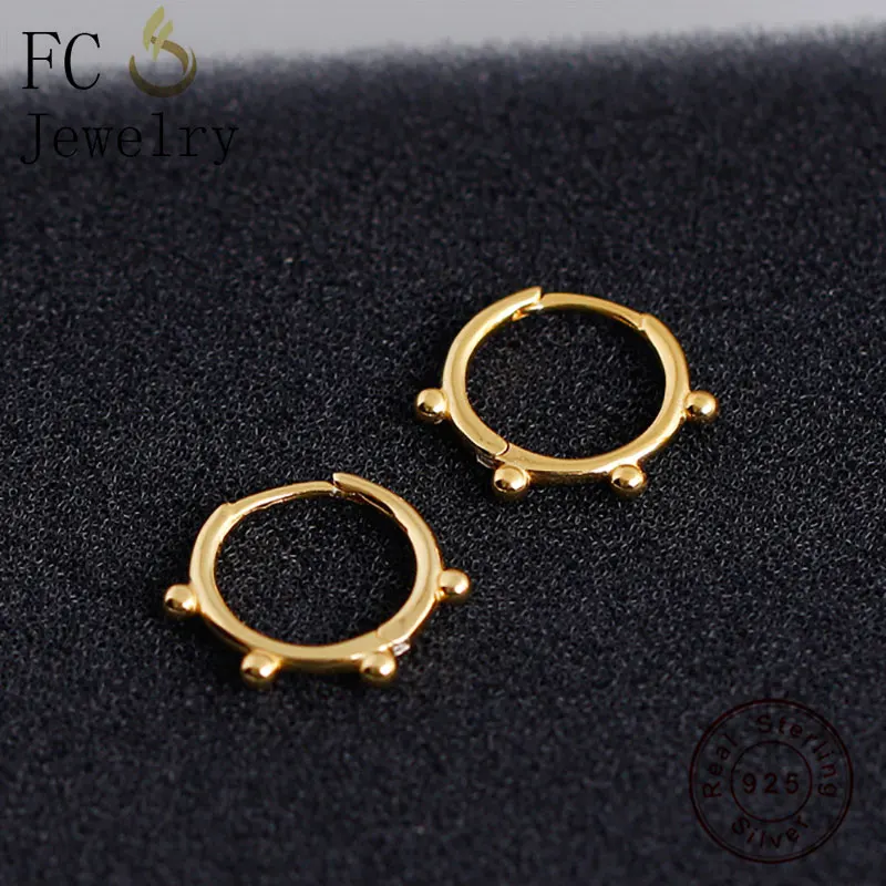 FC Jewelry 925 Silver Small Golden Round Bell Shape Beaded Pendant Hoop Earring For Young Girls Teen Gift Women Boucle 2020 NEW | Украшения