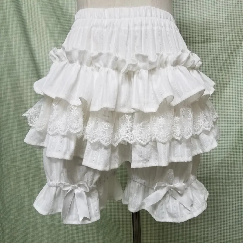 

Cute Black/White Lolita Shorts Lace Ruffled Elastic Waist Cotton Bloomers