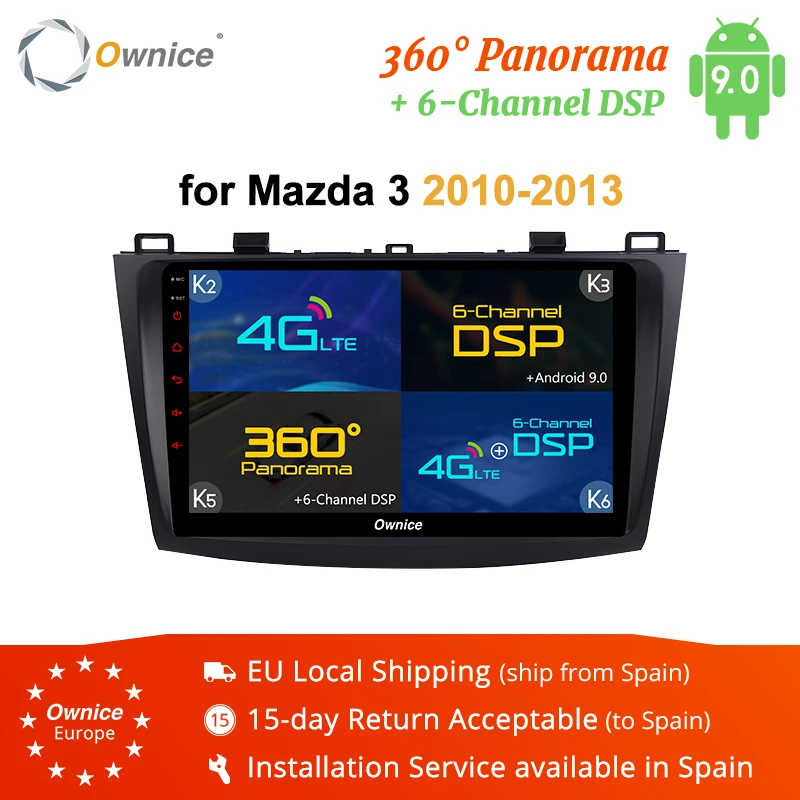 Ownice K1 K2 K3 K5 K6 Android 9 0 8 ядер автомобильный DVD Авторадио GPS Navi для Mazda 3 2010 2013 360 панорама