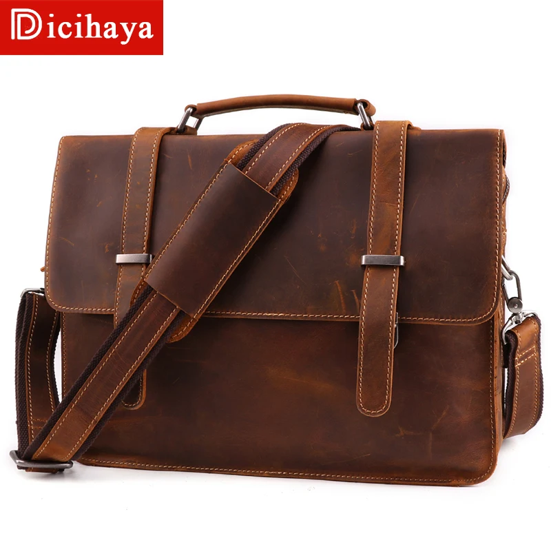 Сумка через плечо из натуральной воловьей кожи Crazy Horse винтажная мужская деловая