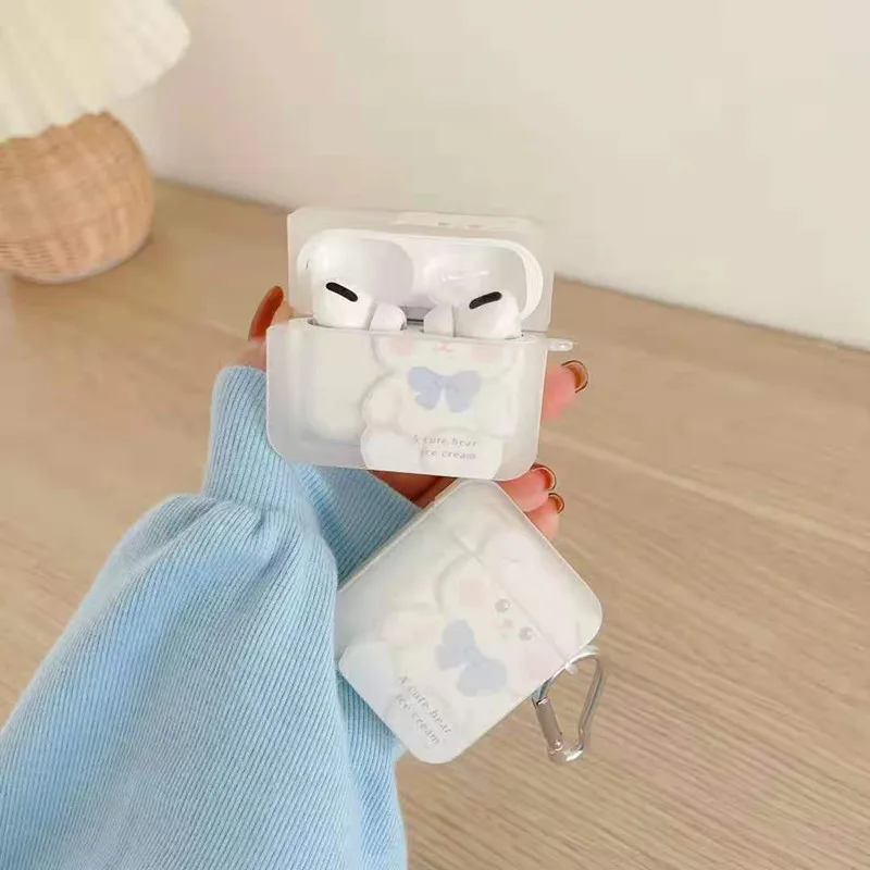 Новый чехол для наушников с белым бантом Ins Bear Airpods Pro телефона Apple AirPods 1 2 |