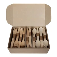 new disposable wooden cutlery set biodegradable compostable cutlery 120 wooden forks60 wooden knives 120 wooden spoons