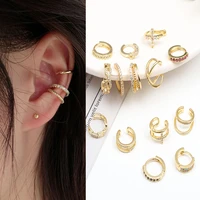 sipengjel fashion gold color korean design clip on earrings ear cuffs fake piercing earrings for women clip ear cuff jewelry