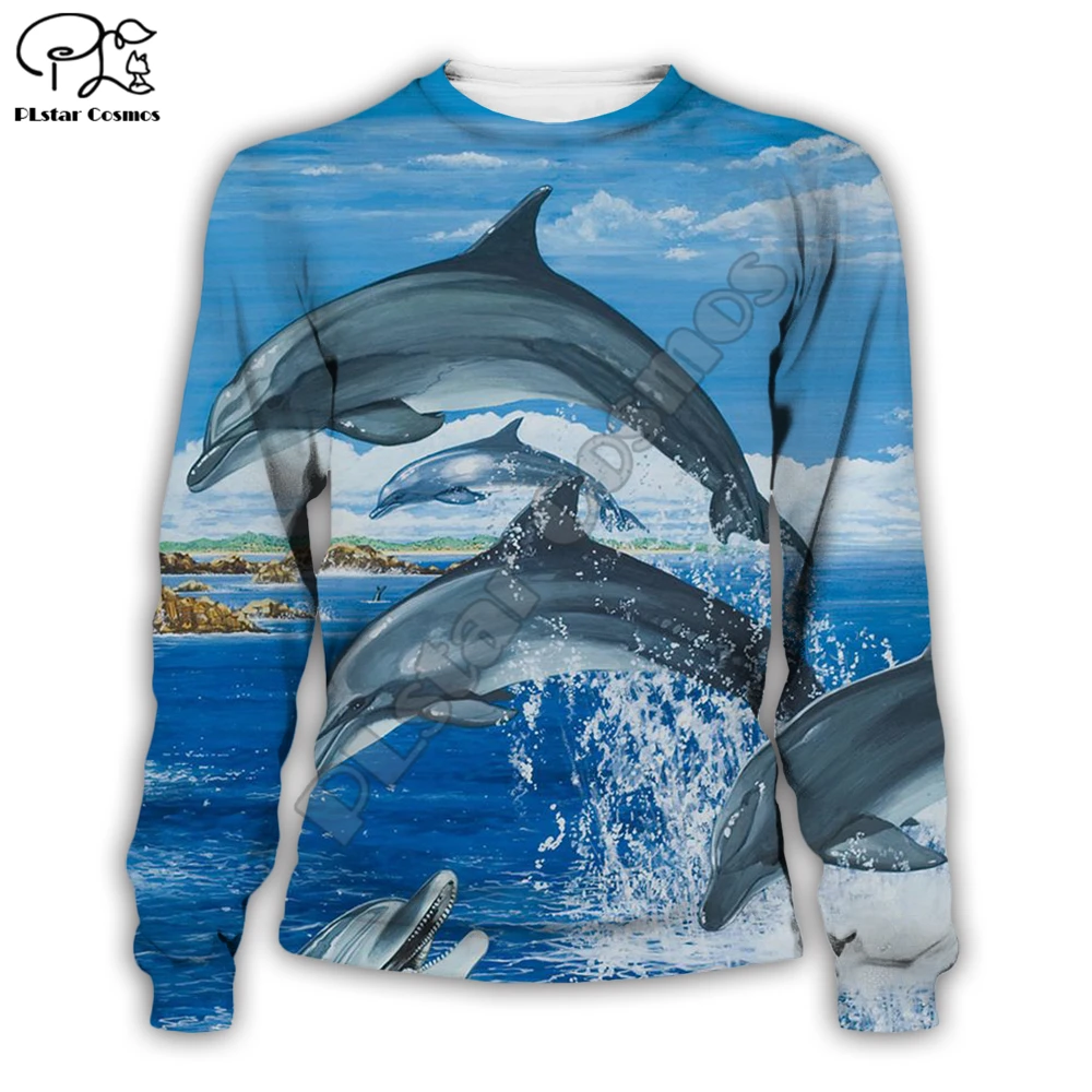 

PLstar Cosmos Dolphin Colorful Hoody Cute New Fashion Men Sweatshirt Loving Dolphin 3D Pullovers Women Casual Hoodie Style-4