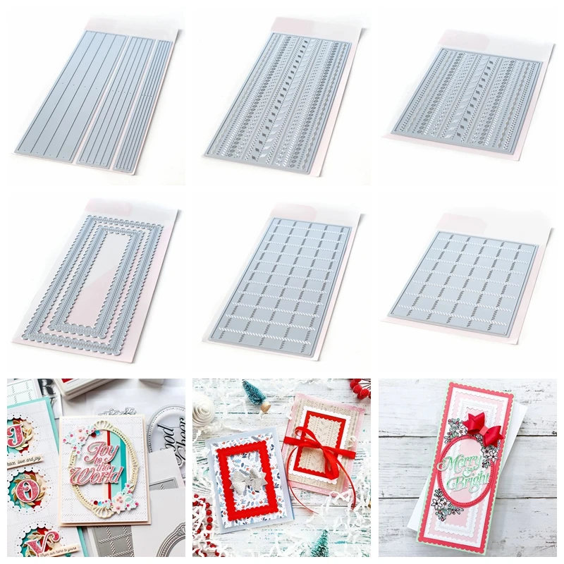 

Metal Cutting Dies Set Slim Stitches Stripes Scallop Diagonal Plaid Background DIY Scrapbooking 2021 Hot Sale Embossing Dies