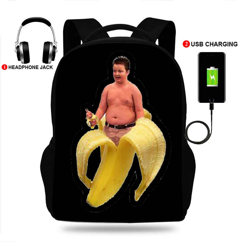 

BULEFLYER Gibby Singing ICarly Meme Print Backpacks Boys/Girls School Bags Laptop Teenage Notebook USB Charge Mochila