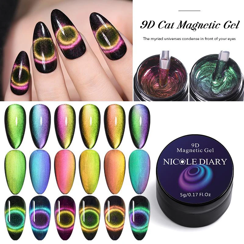 Николь дневник магнитного 9D кошка Магнитный УФ гель для ногтей лазерный Nail Art