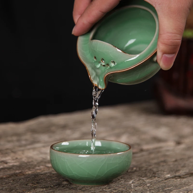 [GRANDNESS] Чжэцзян Ge Di Longquan Celadon фарфоровый чайный набор включает в себя 1 горшок и