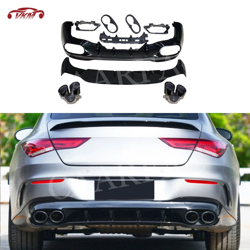 

ABS Rear Bumper Lip Diffuser with Exhaust For Mercedes Benz CLA Class W118 C118 CLA180 CLA200 CLA250 CLA35 CLA45 AMG 2020 2021