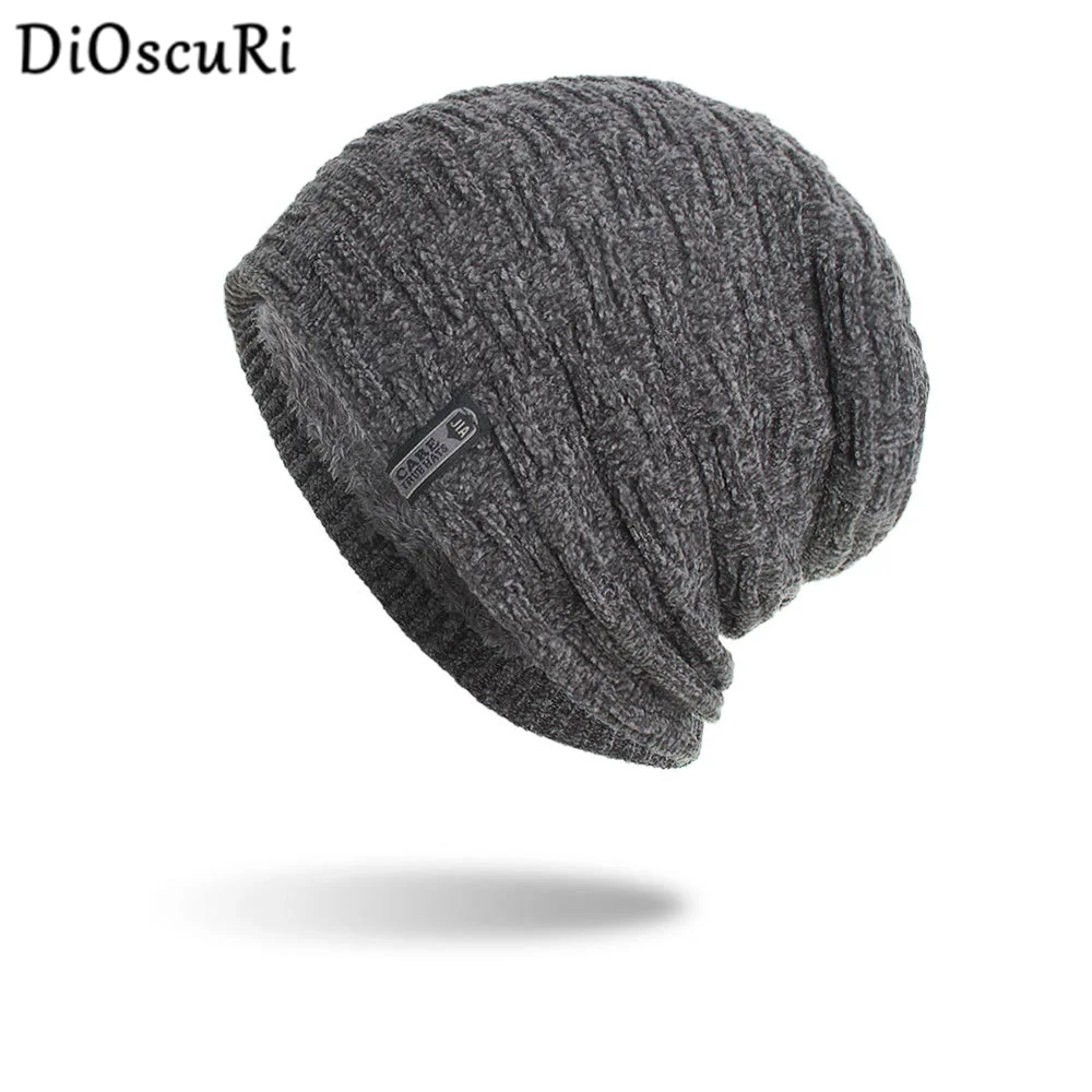 

Men Winter Warm Hat Men Knitted Casual Beanie Skullies Plus Velvet Padded Hat Outdoor Riding Ski Hat Outdoor Cold-proof Men Hat