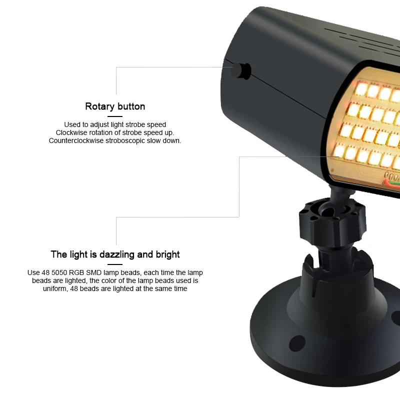 48 светодиодный RGB сценический светильник стробоскоп вспышка голосовое