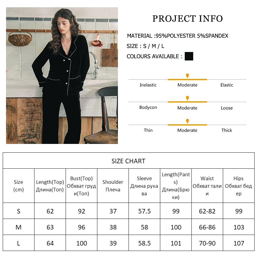 

Hiloc Turn Down Collar Trouser Suits Home Suit For Women Pajama Double Pocket Sets With Pants Full Sleeve Set Woman 2 Pieces