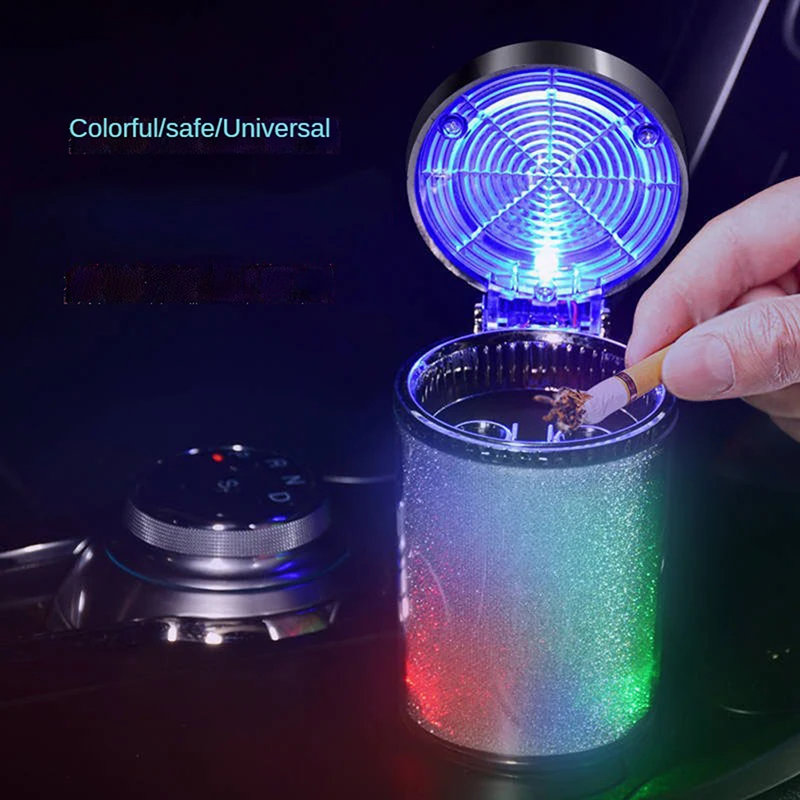 

1pc Car Ashtray with LED Light Cigarette Cigar Container Ashtray Gas Bottle Smoke Cup Holder Storage Cups car Supplies