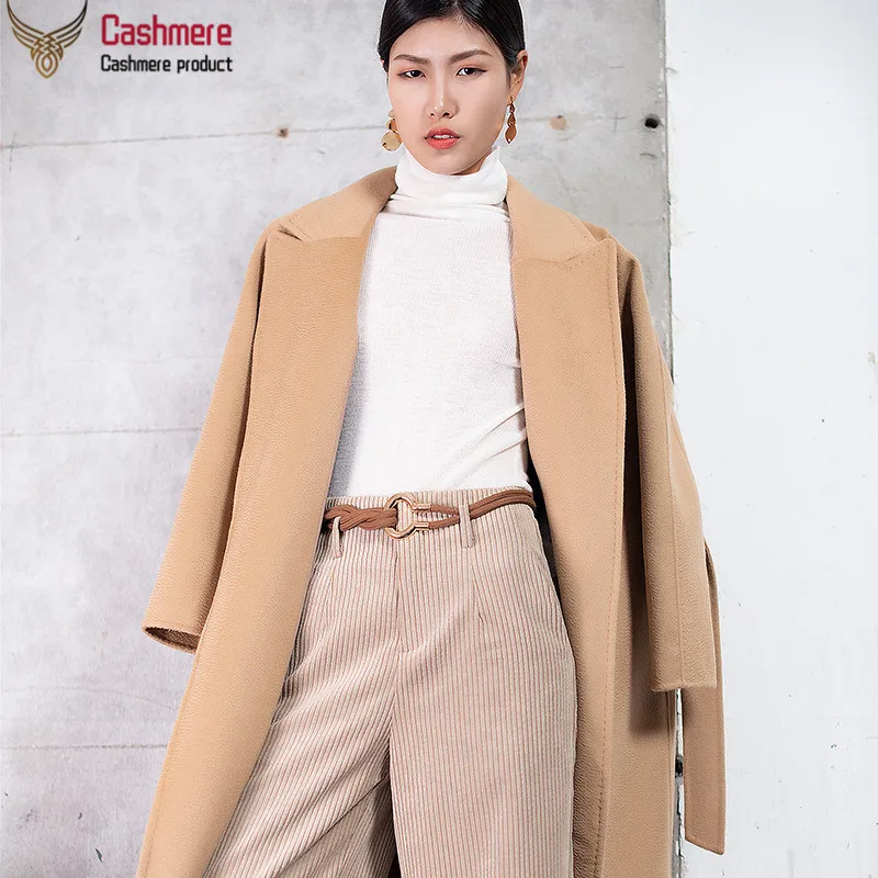 Женское двухстороннее шерстяное пальто осенне-зимнее удлиненное Удлиненное