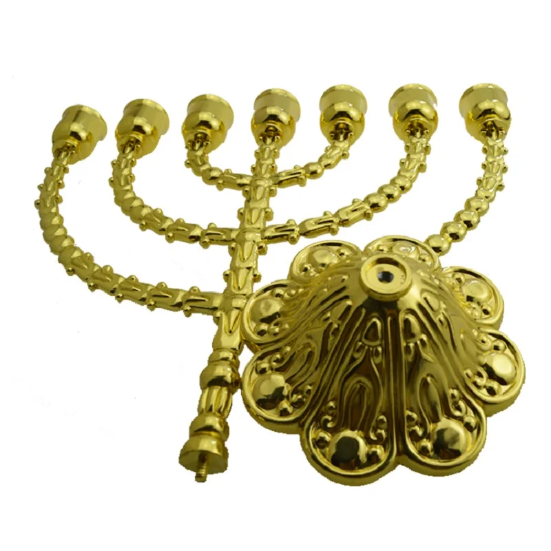 Большой подсвечник из 7 вещей Menorah hanukka позолоченный металлический сплав