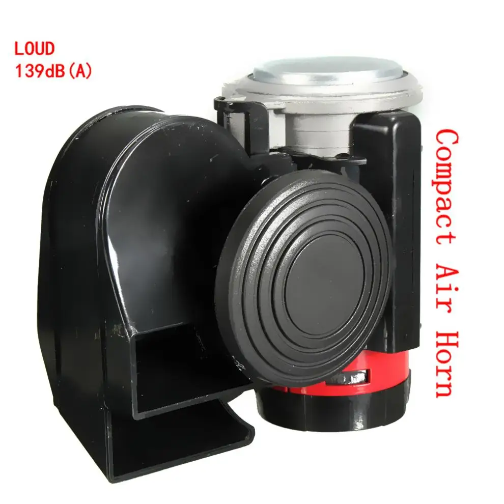 Черный 12 В 139дб громкий автомобильный гудок Улитка Компактный двойной Гудок для