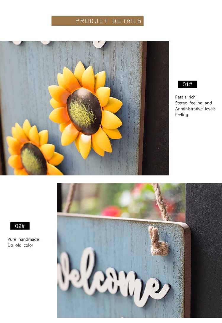 

European Style Welcome Wall Hanging Signs Sunflowers Doorplate Creative Home Wall Decoration Restaurant Shops Welcome Sign