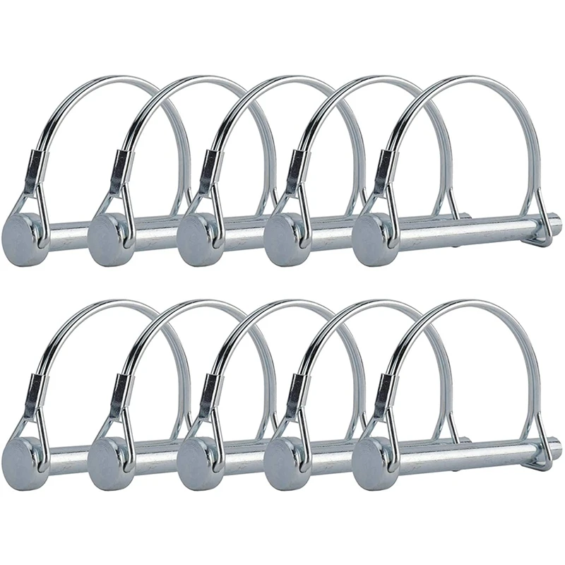 

10Pcs Wire Lock Pin, 5/16 Inch Shaft Locking Pin Hitch Pin with Round Arch Wire Retainer for Farm Trailers Lawn Garden