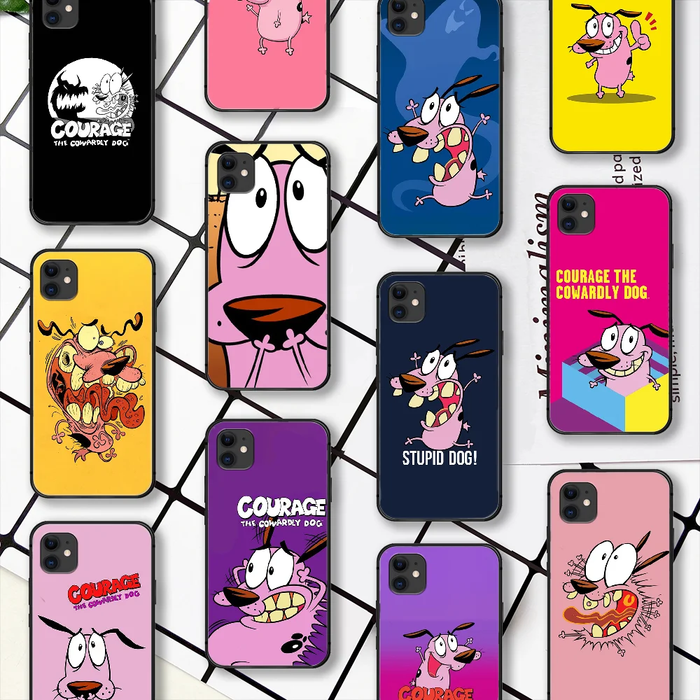 

COURAGE Cowardly Dog Phone Case For IPhone 4 4s 5 5S SE 5C 6 6S 7 8 Plus X XS XR 11 12 Mini Pro Max 2020 black Prime Fashion