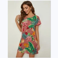 new spring and summer womens tropical printed dress