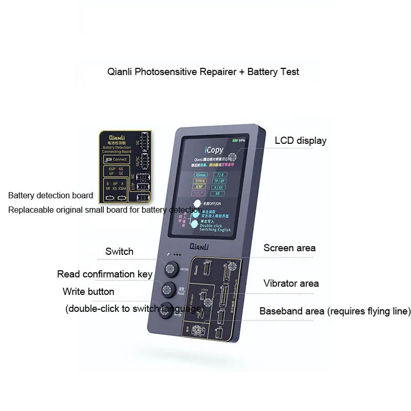 QIANLI iCopy Plus программист для ремонта ЖК-экрана iPhone7 8 8P X XR XS Max чип/вибрация/сенсорный/светочувствительный ремонт