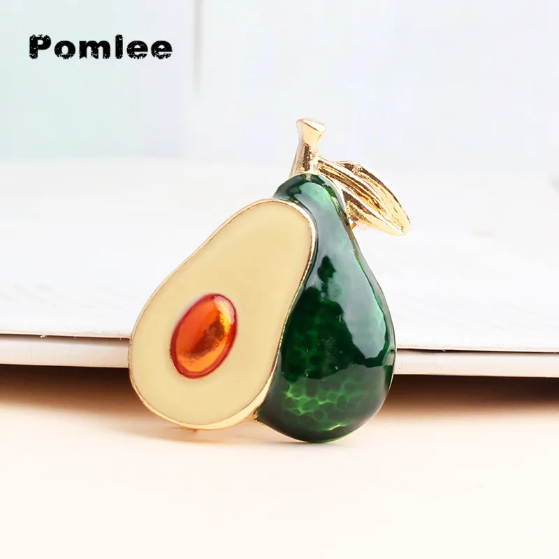 

Pomlee 2-color Enamel Avocado Brooches For Women Unisex Alligator Pear Popular Healthy Fruits Party Casual Brooch Pin Gifts