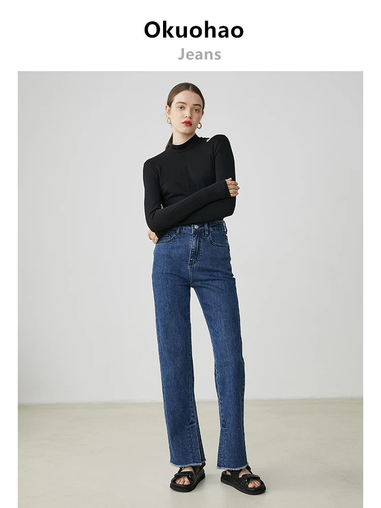 Джинсы клеш Женские с завышенной талией узкие брюки бойфренды из денима