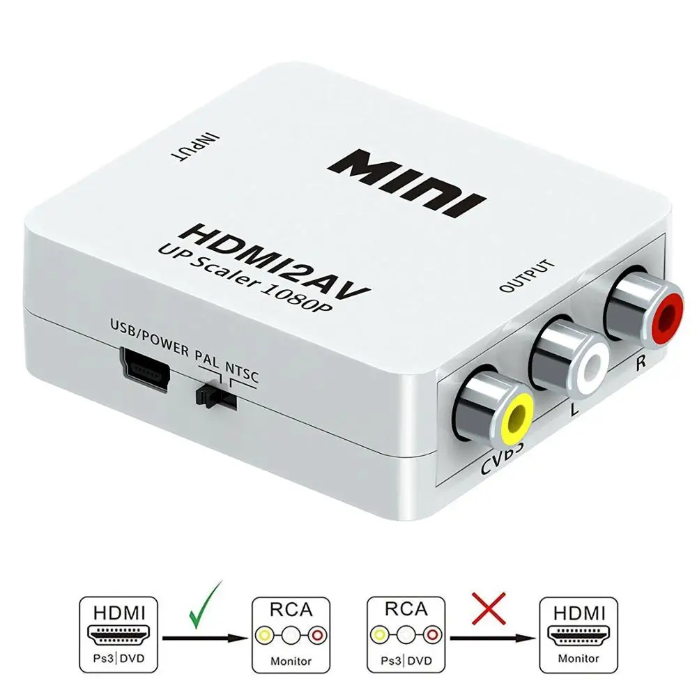 HDMI к RCA 1080P К AV 3RCA CVBs композитный видео аудио конвертер адаптер с поддержкой PAL/NTSC USB