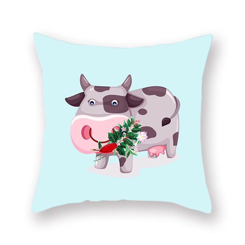 Декоративная наволочка с рисунком животных ветра коров желтых уток|Наволочки| |