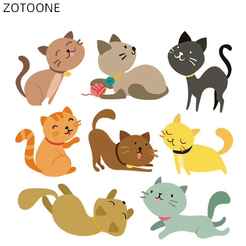 Набор нашивок ZOTOONE с мультяшными животными термоклейкие наклейки милым котом для
