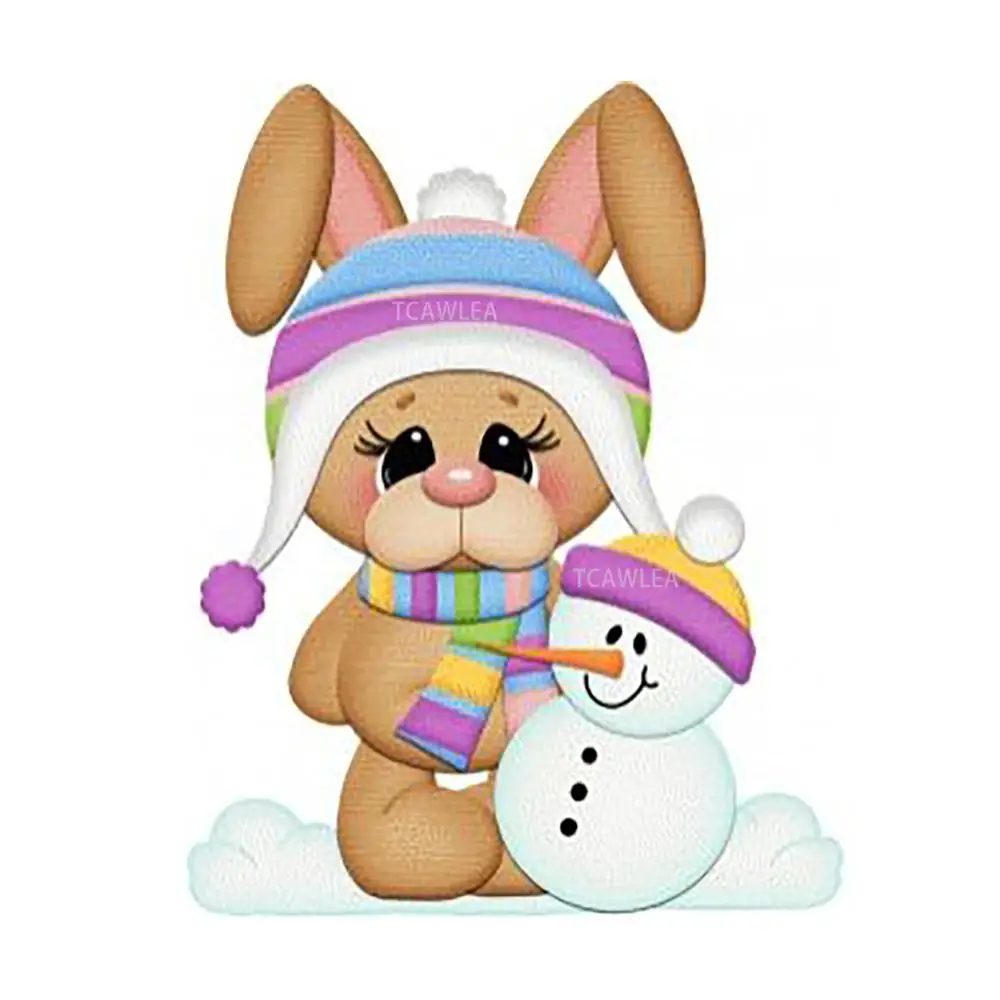 Снеговик с кроликом металлические режущие штампы милые животные кукла трафарет